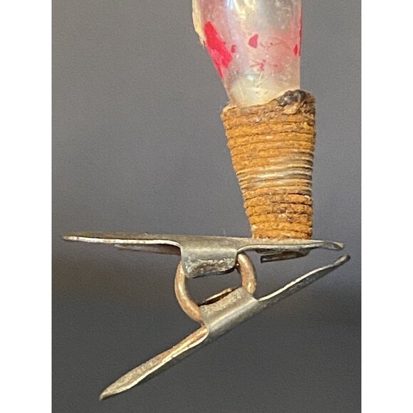 Vintage RARE Unsilvered Clip-On Glass Christmas Ornament Lamp Post W Tinsel 4” - Picture 13 of 16